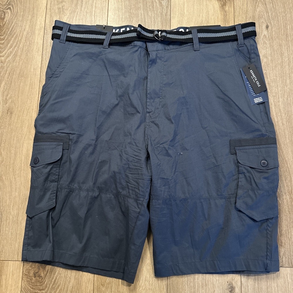 NEW Kenneth‎ Cole Men's Big & Tall Dark Grey Mobility Cargo Short 46 Tech Belt